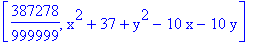 [387278/999999, x^2+37+y^2-10*x-10*y]